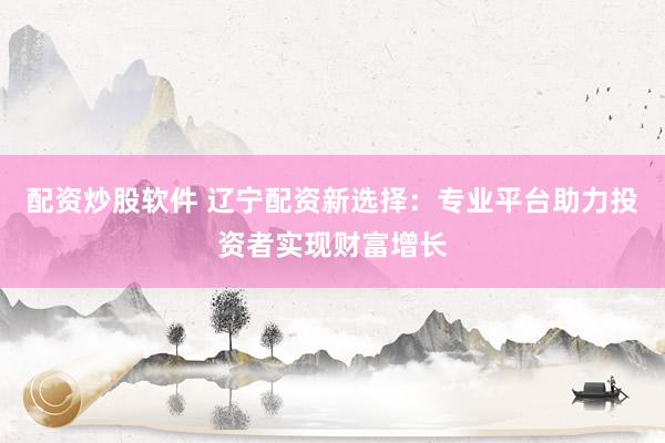 配资炒股软件 辽宁配资新选择：专业平台助力投资者实现财富增长