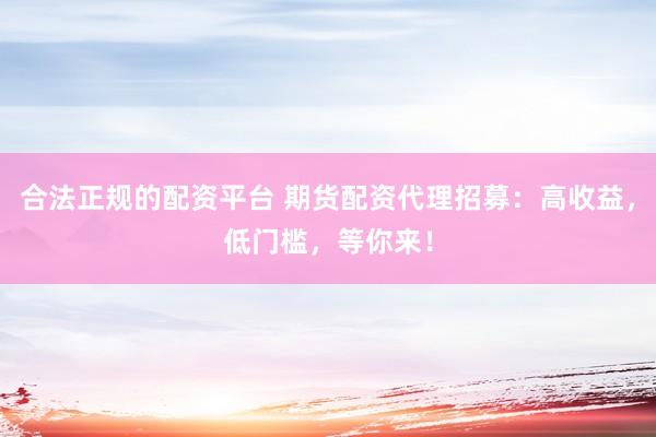 合法正规的配资平台 期货配资代理招募：高收益，低门槛，等你来！