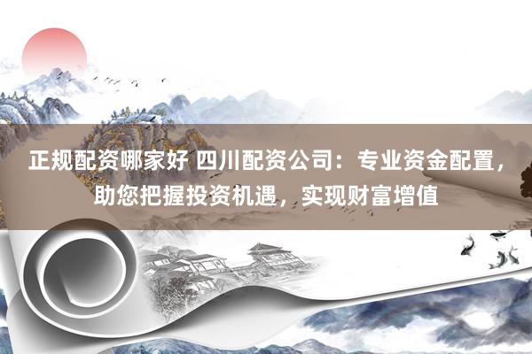 正规配资哪家好 四川配资公司：专业资金配置，助您把握投资机遇，实现财富增值