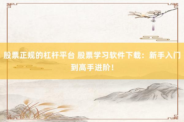 股票正规的杠杆平台 股票学习软件下载：新手入门到高手进阶！
