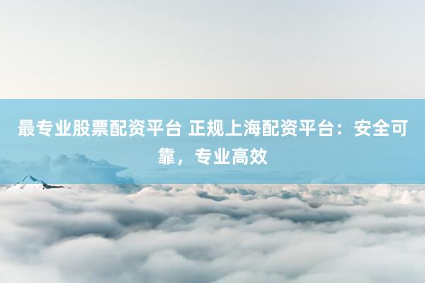 最专业股票配资平台 正规上海配资平台：安全可靠，专业高效