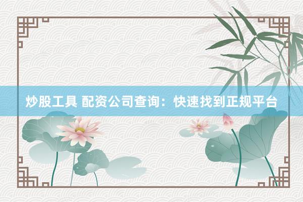 炒股工具 配资公司查询:快速找到正规平台