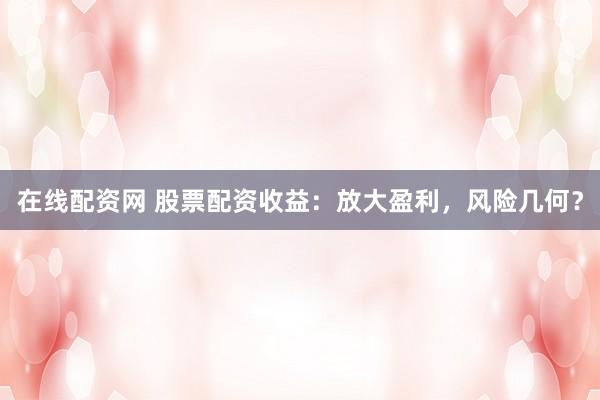 在线配资网 股票配资收益:放大盈利,风险几何?