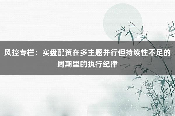 风控专栏：实盘配资在多主题并行但持续性不足的周期里的执行纪律