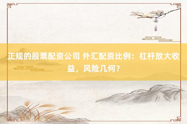 正规的股票配资公司 外汇配资比例:杠杆放大收益,风险几何?