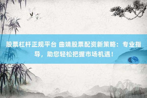股票杠杆正规平台 曲靖股票配资新策略：专业指导，助您轻松把握市场机遇！