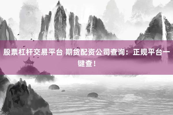 股票杠杆交易平台 期货配资公司查询：正规平台一键查！