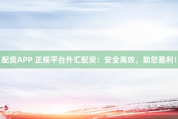 配资APP 正规平台外汇配资：安全高效，助您盈利！