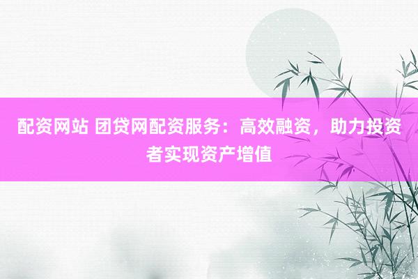 配资网站 团贷网配资服务：高效融资，助力投资者实现资产增值