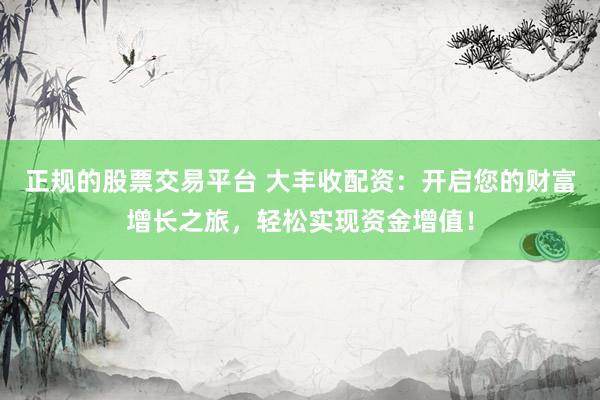 正规的股票交易平台 大丰收配资：开启您的财富增长之旅，轻松实现资金增值！